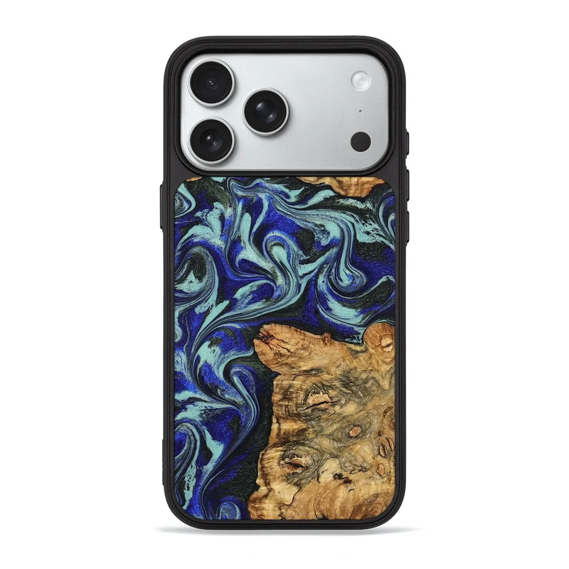 iPhone 18 Pro Max Wood Phone Case - Ina (Blue, 829397)
