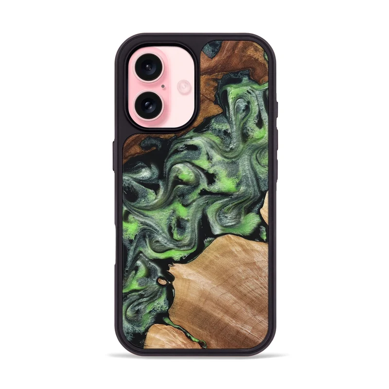 iPhone 16 Wood Phone Case - Roni (Green, 829396)