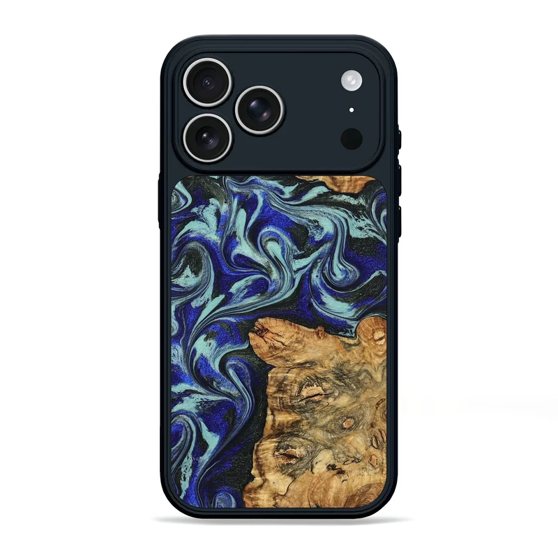 iPhone 17 Pro Max Wood Phone Case - Ina (Blue, 829397)