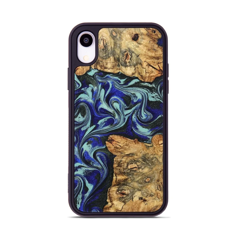iPhone Xr Wood Phone Case - Ina (Blue, 829397)