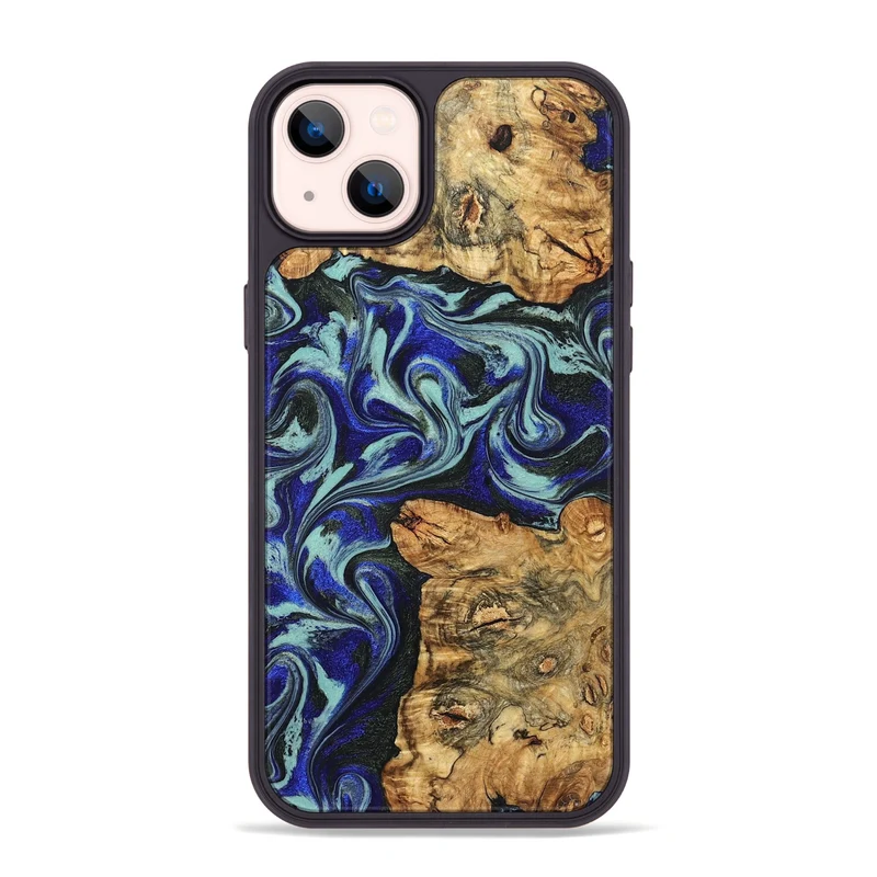 iPhone 14 Plus Wood Phone Case - Ina (Blue, 829397)