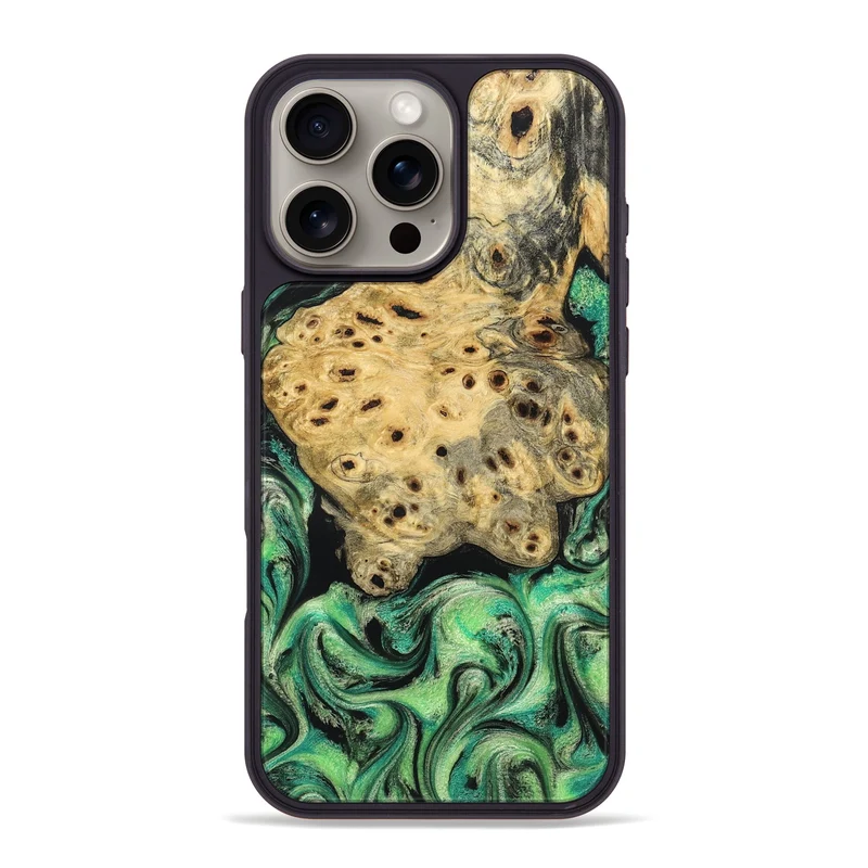 iPhone 16 Pro Max Wood Phone Case - Stella (Green, 829394)