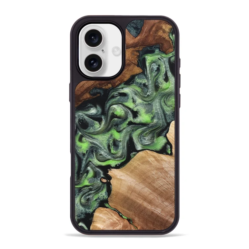 iPhone 16 Plus Wood Phone Case - Roni (Green, 829396)