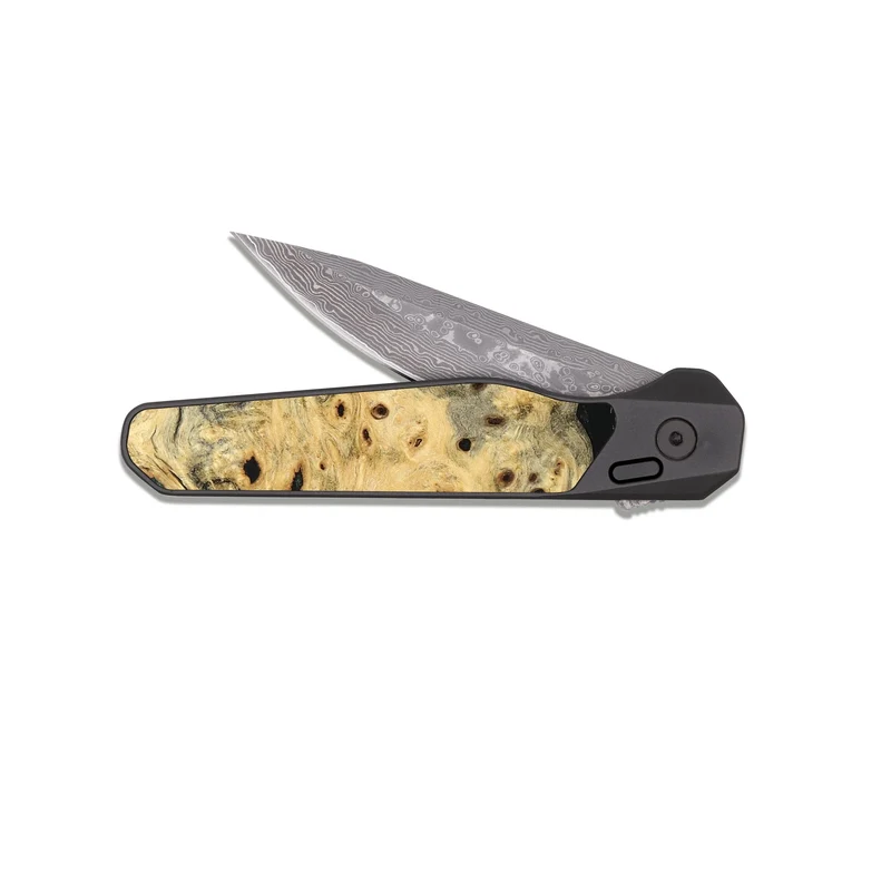 EDC Dark Damascus Wood Pocket Knife - Stella (Green, 829394)