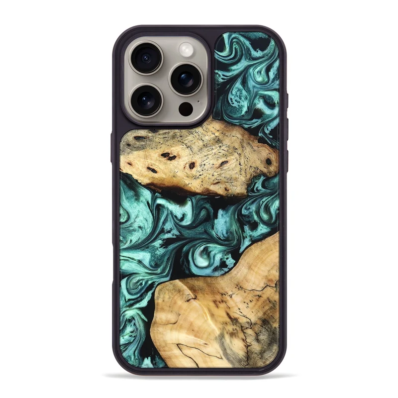 iPhone 16 Pro Max Wood Phone Case - Kasey (Green, 829390)