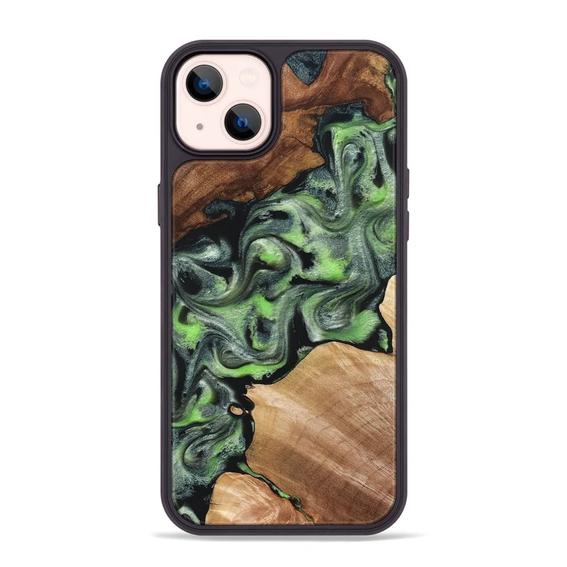 iPhone 14 Plus Wood Phone Case - Roni (Green, 829396)