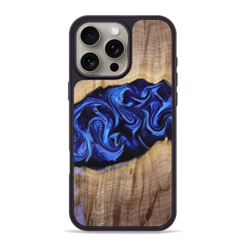iPhone 16 Pro Max Wood Phone Case - Manilla (Blue, 829384)