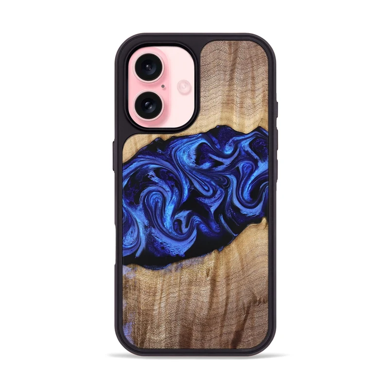 iPhone 16 Wood Phone Case - Manilla (Blue, 829384)