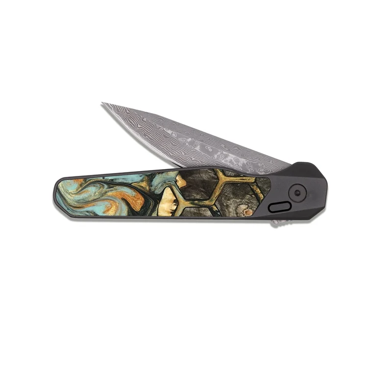 EDC Dark Damascus Wood Pocket Knife - Krysten (Pattern, 829369)
