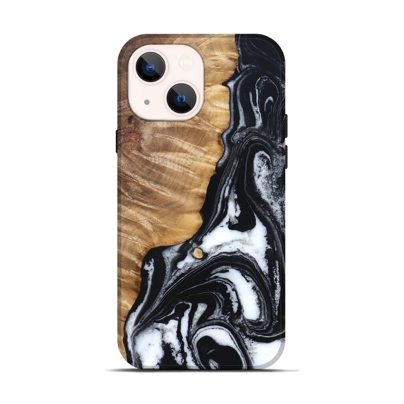 iPhone 13 Wood Live Edge Phone Case - Cory (Black & White, 829269)