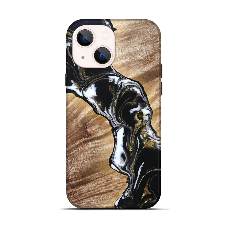 iPhone 14 Wood Live Edge Phone Case - Graham (Black & White, 829266)