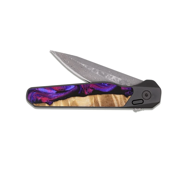 EDC Dark Damascus Wood Pocket Knife - Maye (Purple, 829257)