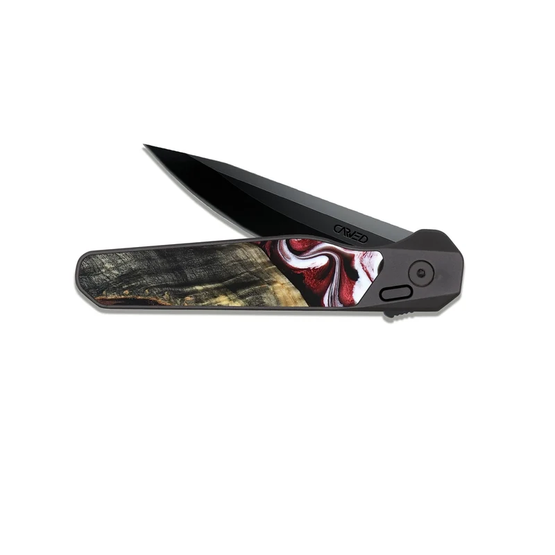 EDC Dark Slate Wood Pocket Knife - Ericka (Red, 829223)
