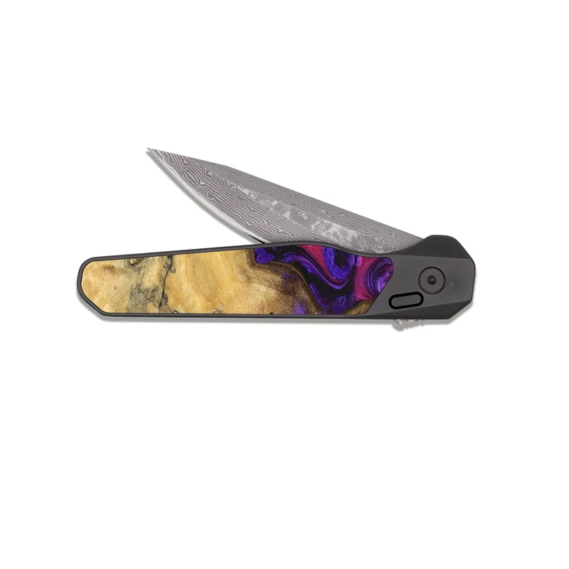 EDC Dark Damascus Wood Pocket Knife - Keara (Purple, 829259)