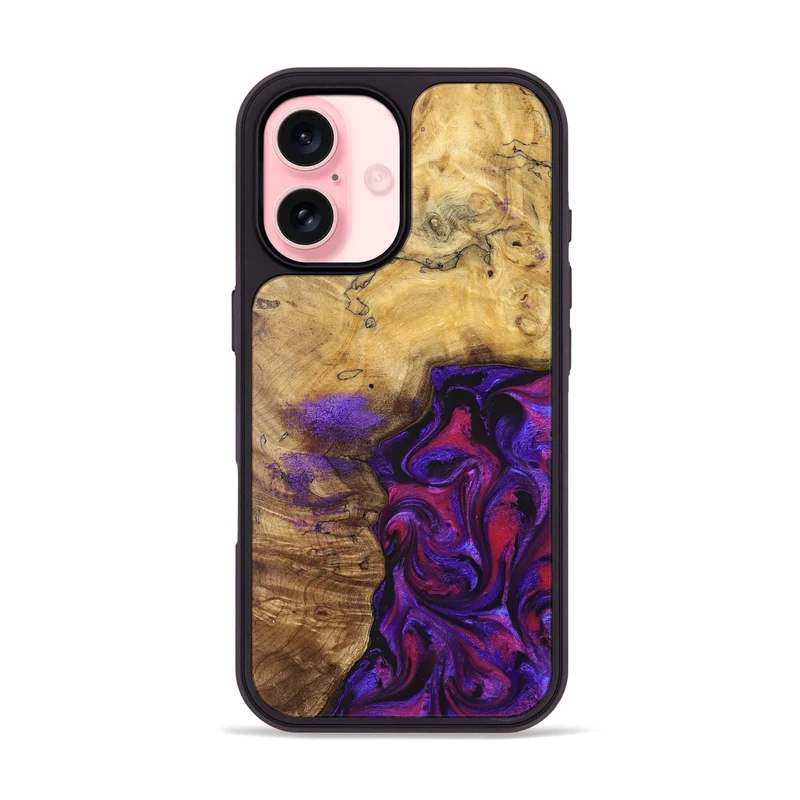 iPhone 16 Wood Phone Case - Keara (Purple, 829259)