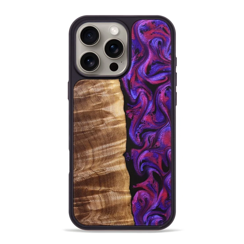 iPhone 16 Pro Max Wood Phone Case - Maye (Purple, 829257)
