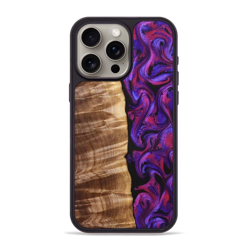 iPhone 15 Pro Max Wood Phone Case - Maye (Purple, 829257)