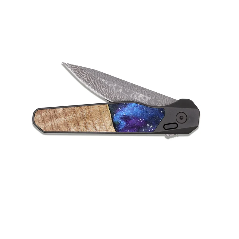 EDC Dark Damascus Wood Pocket Knife - Alberto (Cosmos, 829314)