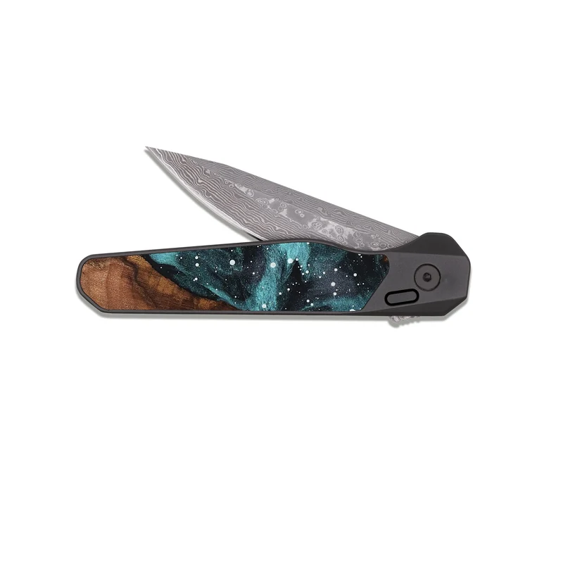 EDC Dark Damascus Wood Pocket Knife - Rolland (Cosmos, 829310)
