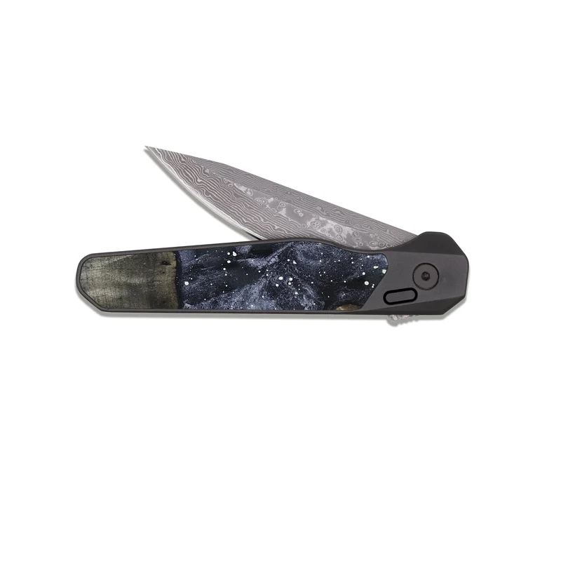 EDC Dark Damascus Wood Pocket Knife - Rachel (Cosmos, 829302)