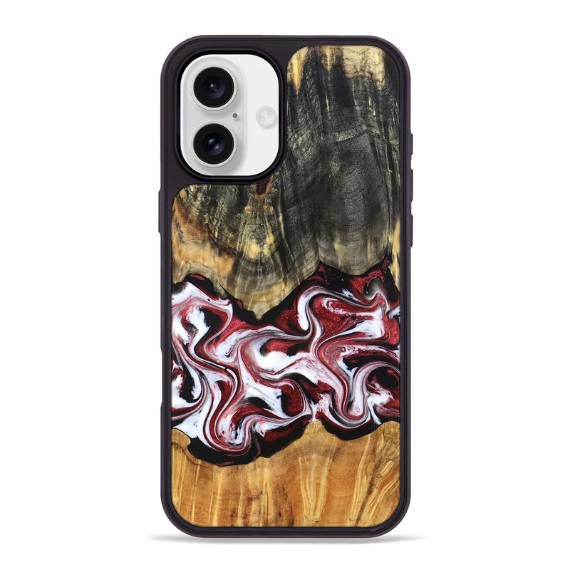 iPhone 16 Plus Wood Phone Case - Ericka (Red, 829223)