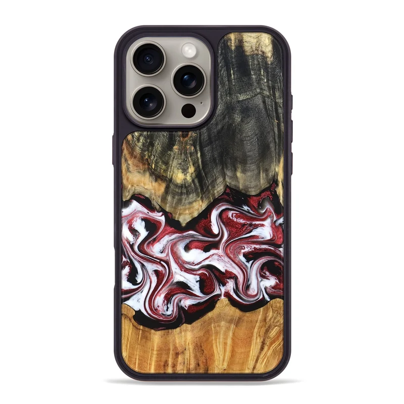 iPhone 16 Pro Max Wood Phone Case - Ericka (Red, 829223)