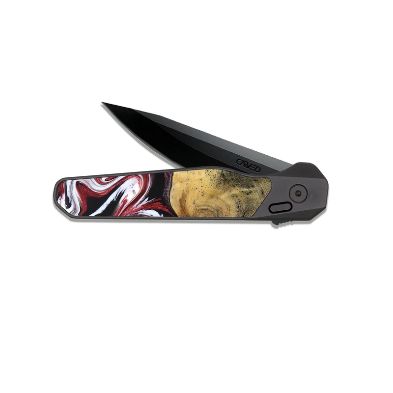 EDC Dark Slate Wood Pocket Knife - Reya (Red, 829247)