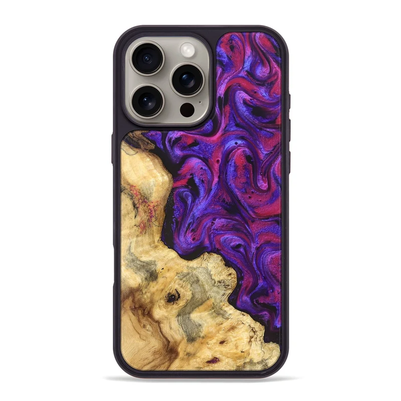 iPhone 16 Pro Max Wood Phone Case - Jaeden (Purple, 829238)