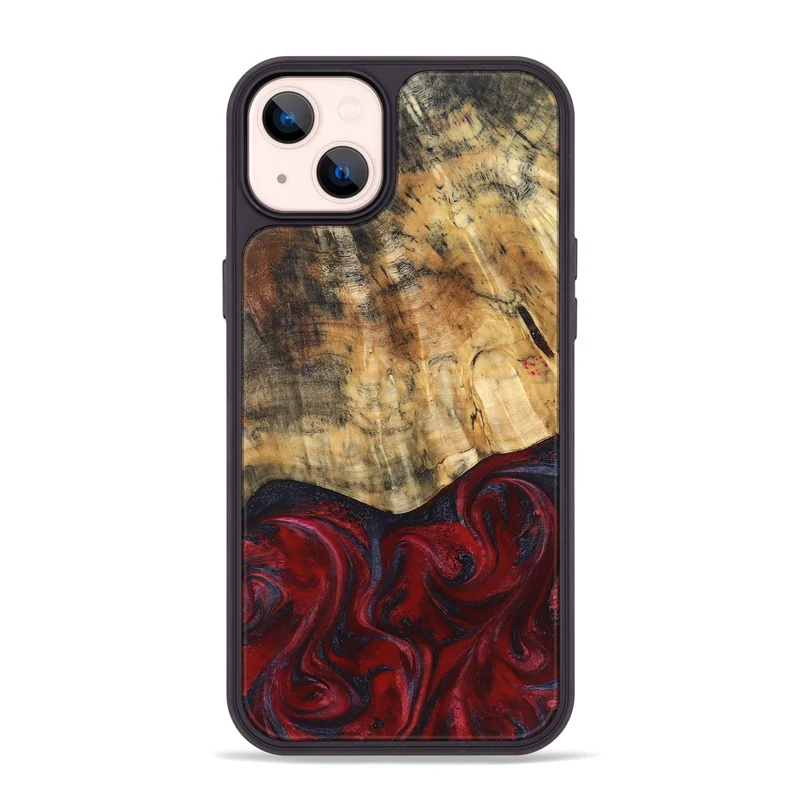 iPhone 14 Plus Wood Phone Case - Kala (Red, 829246)