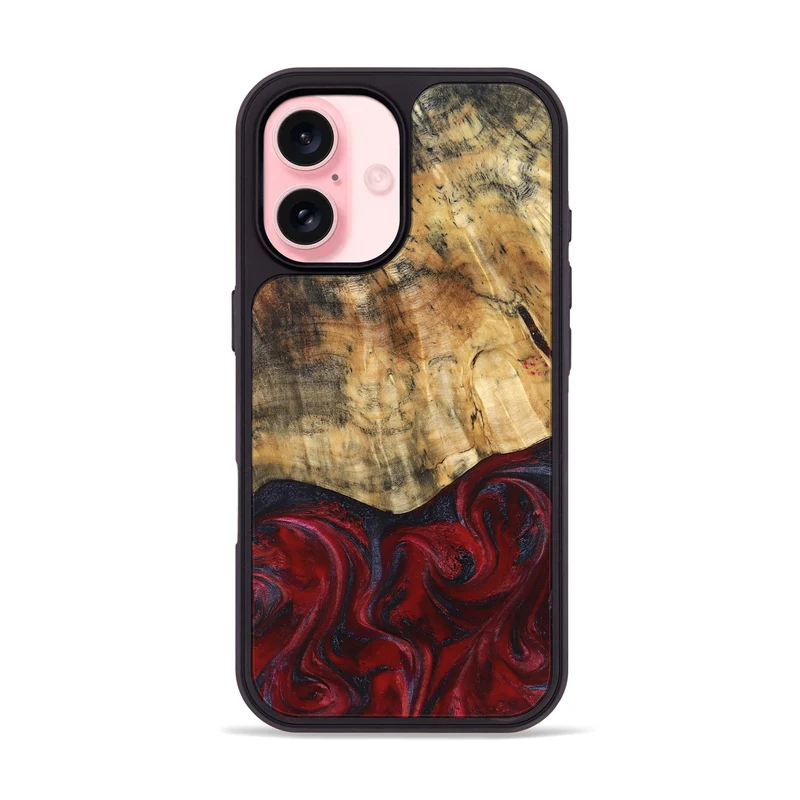 iPhone 16 Wood Phone Case - Kala (Red, 829246)