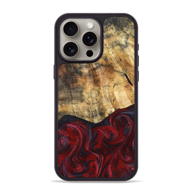 iPhone 15 Pro Max Wood Phone Case - Kala (Red, 829246)