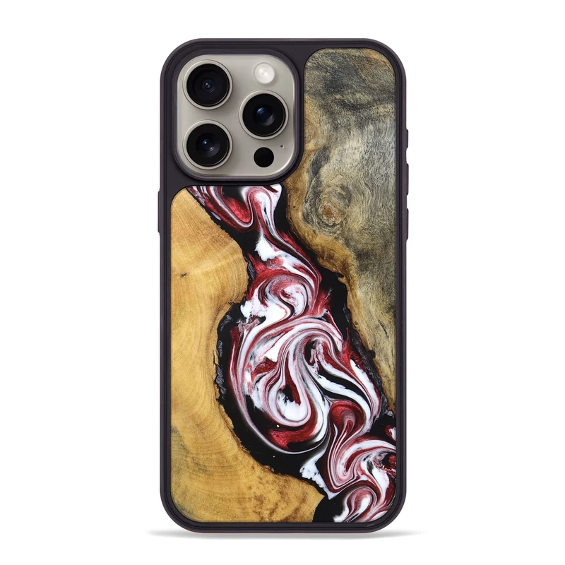 iPhone 15 Pro Max Wood Phone Case - Estelle (Red, 829249)