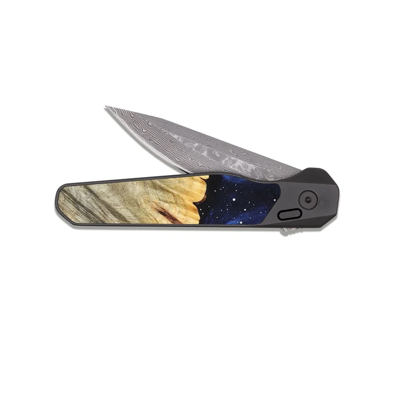 EDC Dark Damascus Wood Pocket Knife - Sage (Cosmos, 829355)