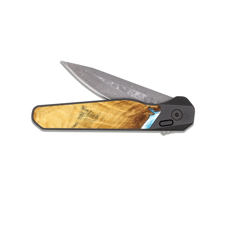 EDC Dark Damascus Wood Pocket Knife - Connie (Coastal, 829346)