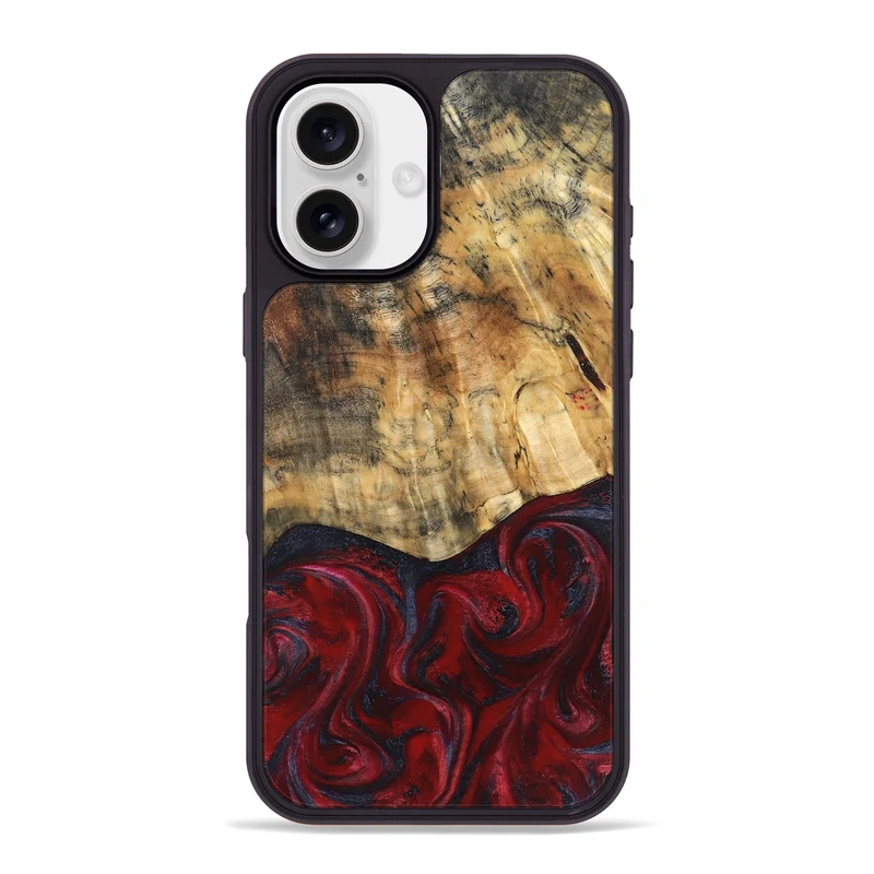 iPhone 16 Plus Wood Phone Case - Kala (Red, 829246)