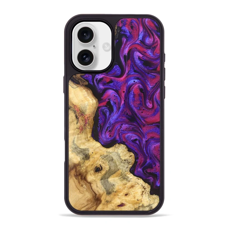 iPhone 16 Plus Wood Phone Case - Jaeden (Purple, 829238)