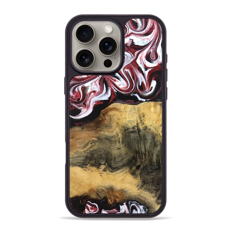 iPhone 16 Pro Max Wood Phone Case - Reya (Red, 829247)