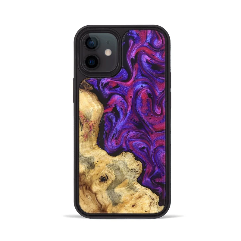 iPhone 12 Wood Phone Case - Jaeden (Purple, 829238)