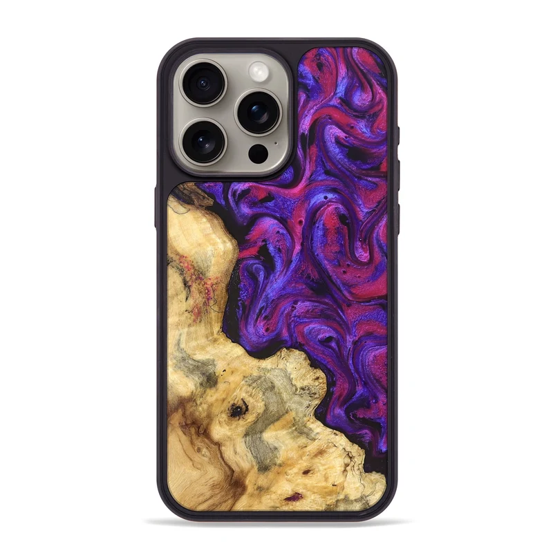iPhone 15 Pro Max Wood Phone Case - Jaeden (Purple, 829238)