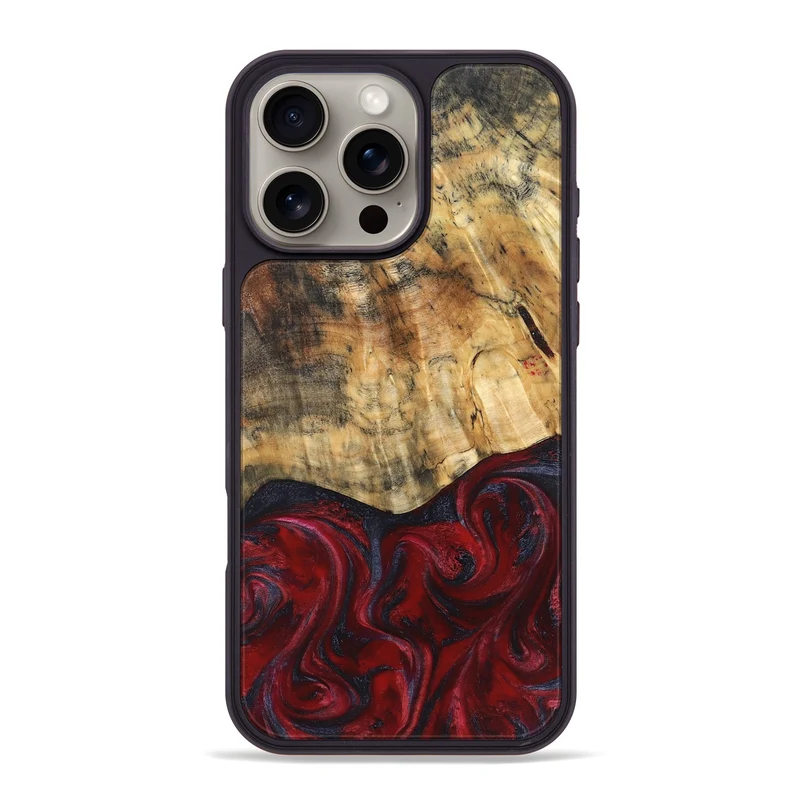 iPhone 16 Pro Max Wood Phone Case - Kala (Red, 829246)