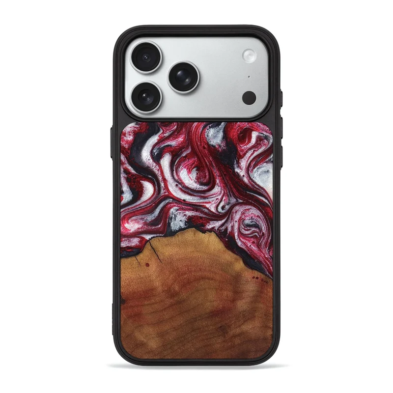 iPhone 18 Pro Max Wood Phone Case - Jaxxon (Red, 829171)