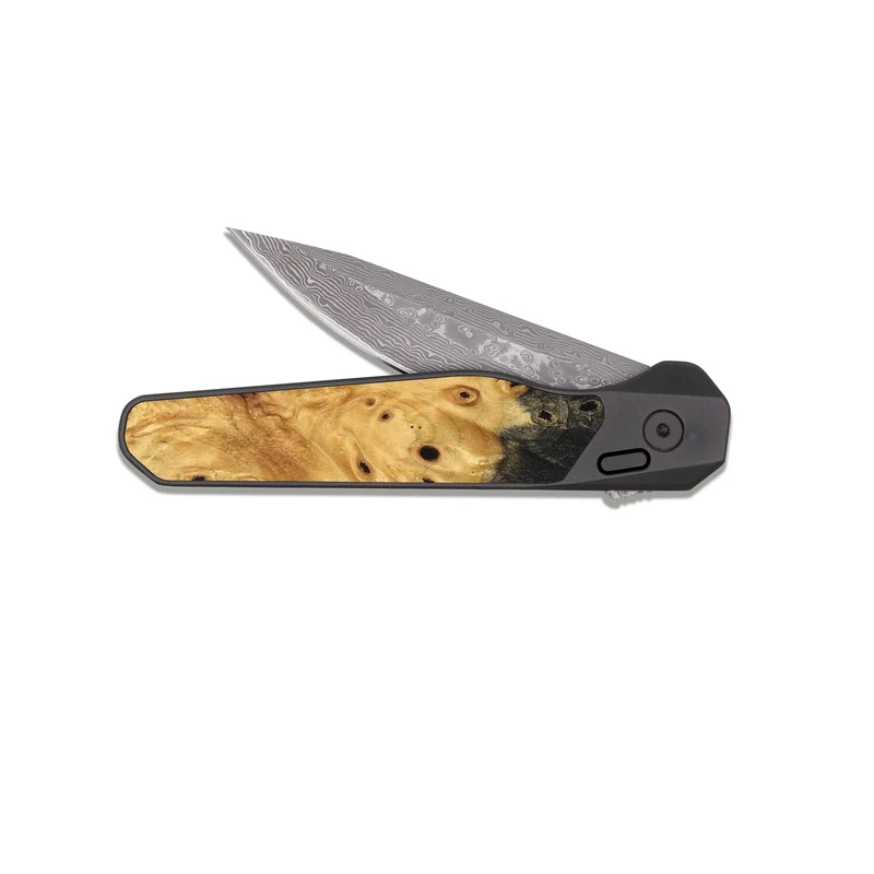 EDC Dark Damascus Wood Pocket Knife - Natalya (Wood Burl, 829991)