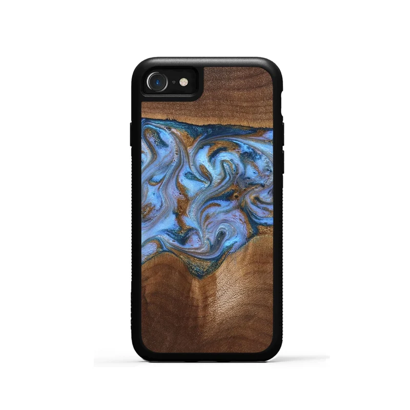 iPhone SE Wood Phone Case - Ford (Teal & Gold, 830001)