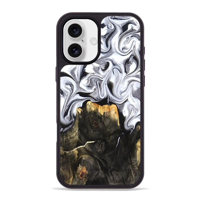 iPhone 16 Plus Wood Phone Case - Arianna (Black & White, 830043)