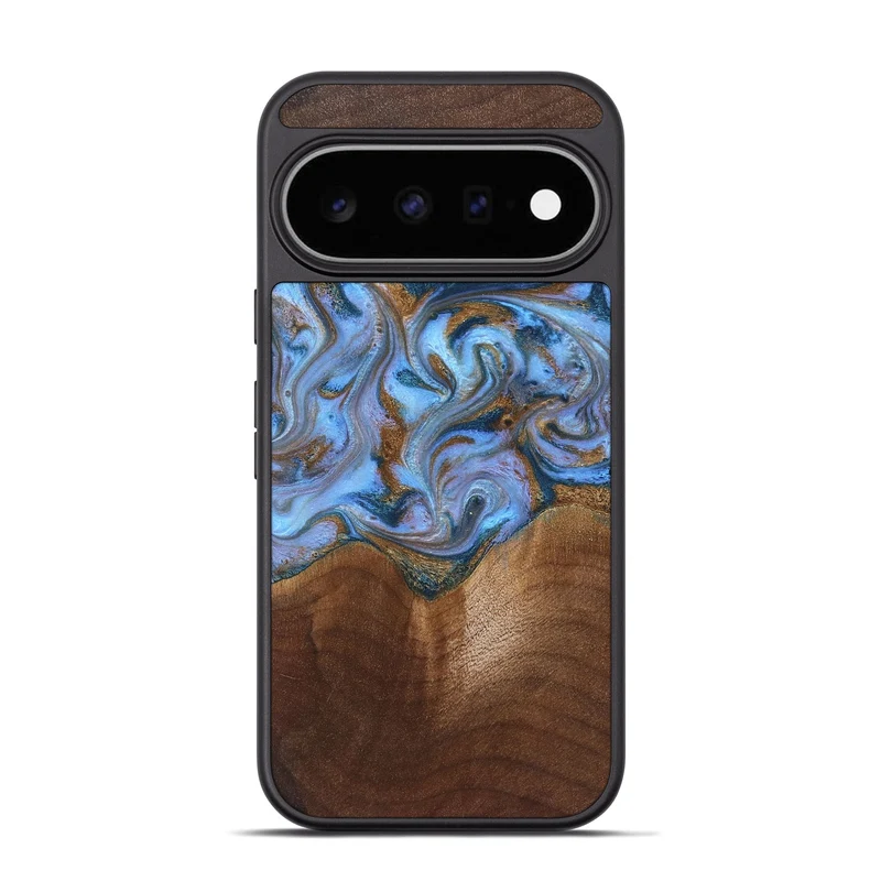 Pixel 11 Pro Wood Phone Case - Ford (Teal & Gold, 830001)